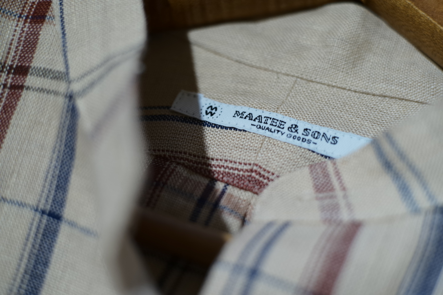 MAATEE & SONS BAND COLLER LINEN CHECK SHIRT | Art of Noise